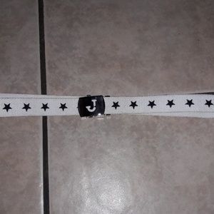 White Blue Stars Belt Adjustable Monogram J  Med